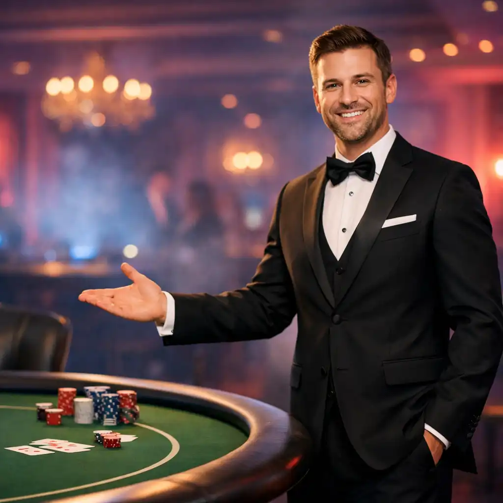 Gospodarz SOND DENYS NAZAROV prowadzący integracyjny wieczór pokerowy